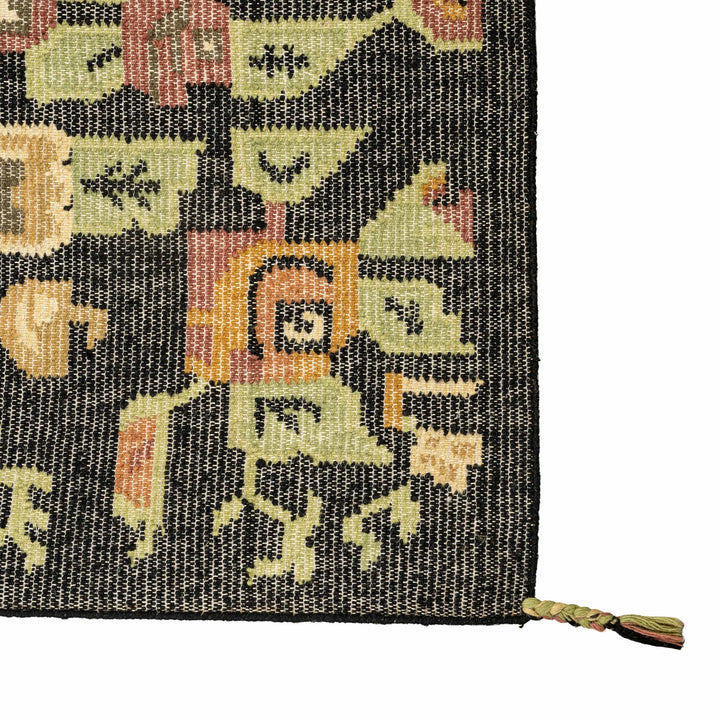 Midnight Folk Floral Dhurrie