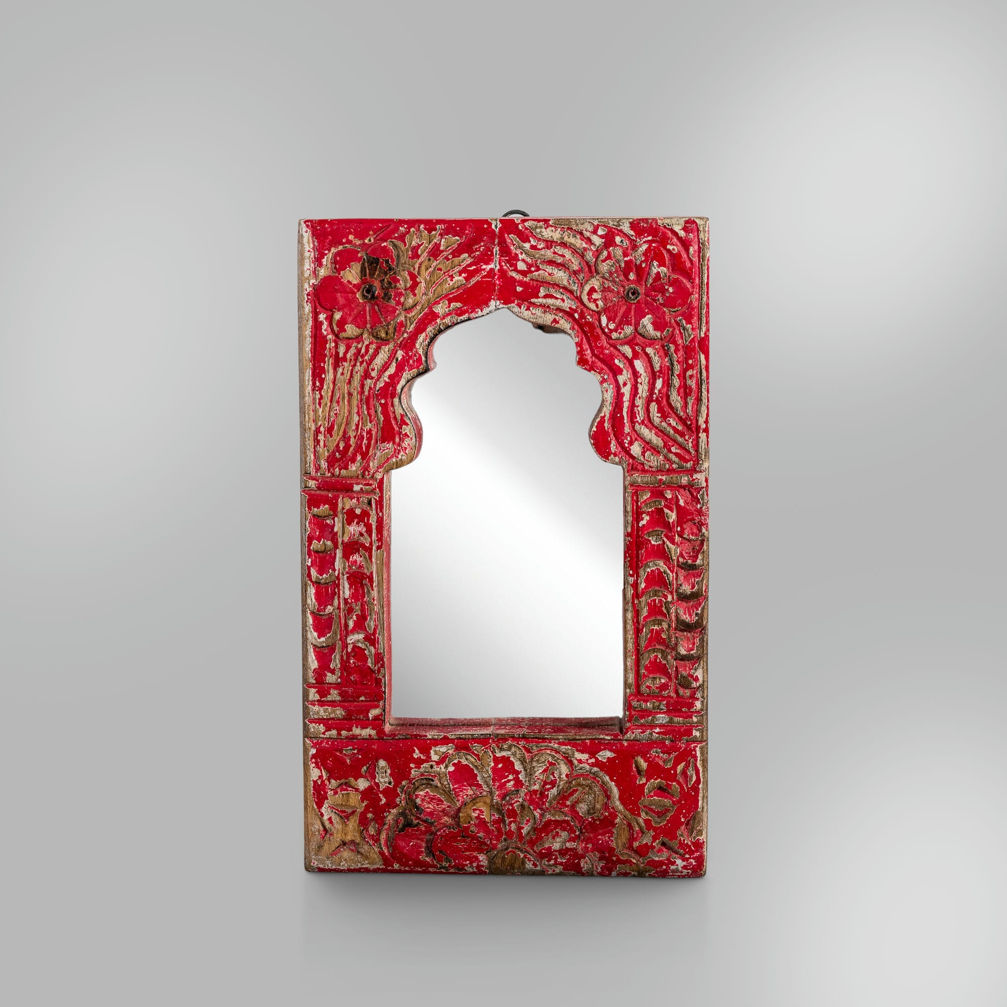 Vintage style small red mirror frame