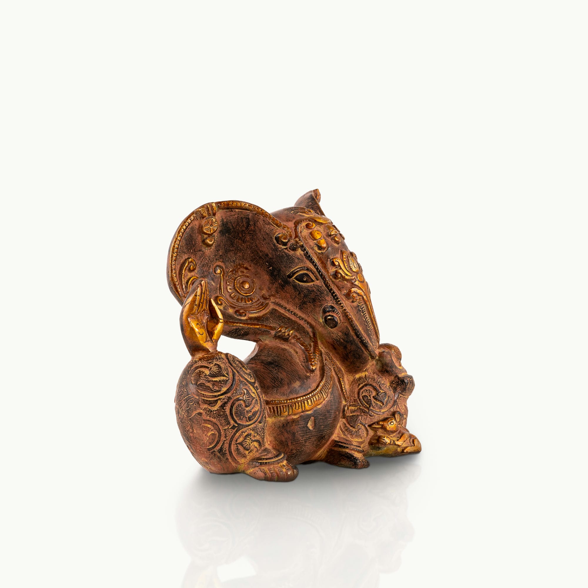 Premium metal Ganpati idol displaying the protective Abhaya mudra for an entryway console or 