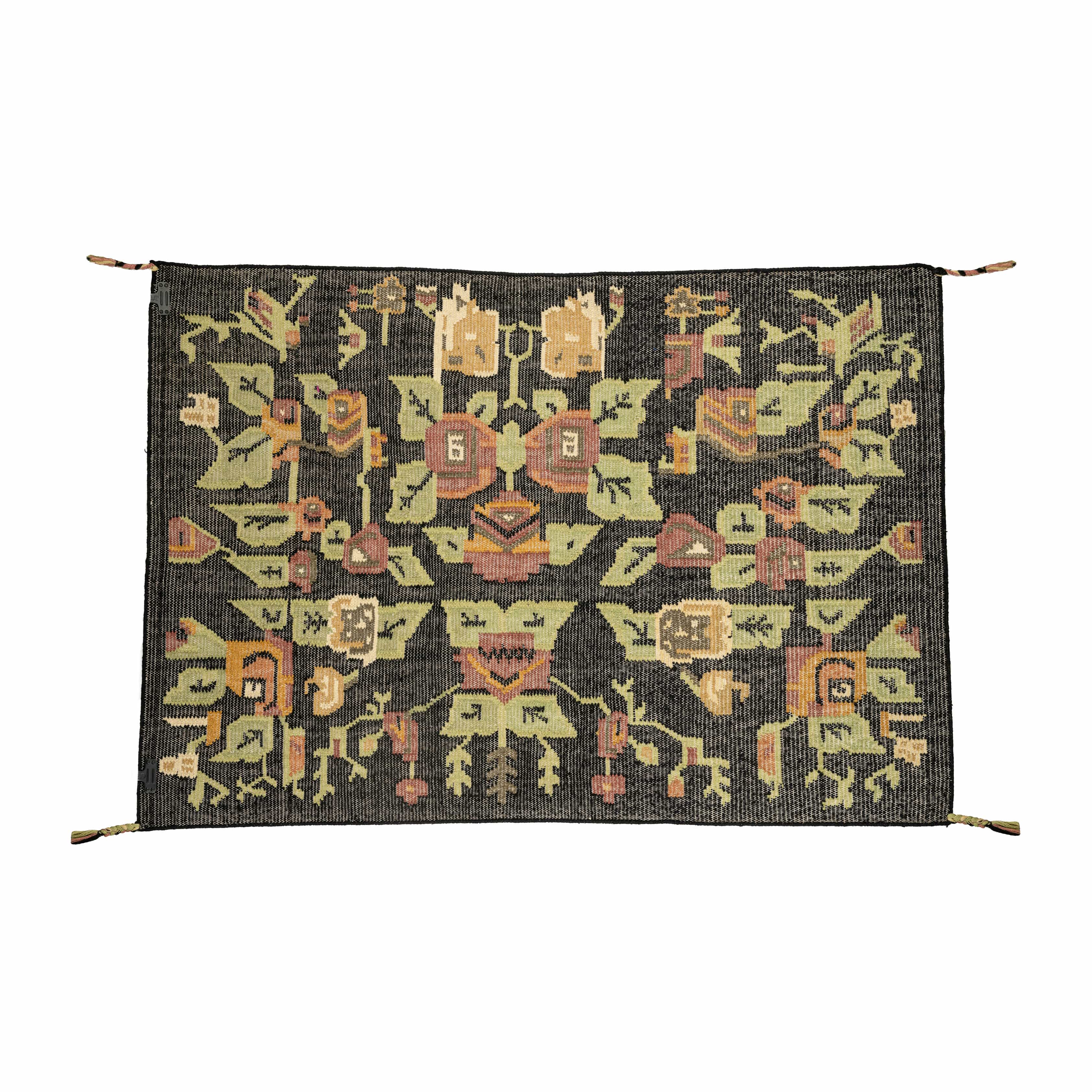 Midnight Folk Floral Dhurrie