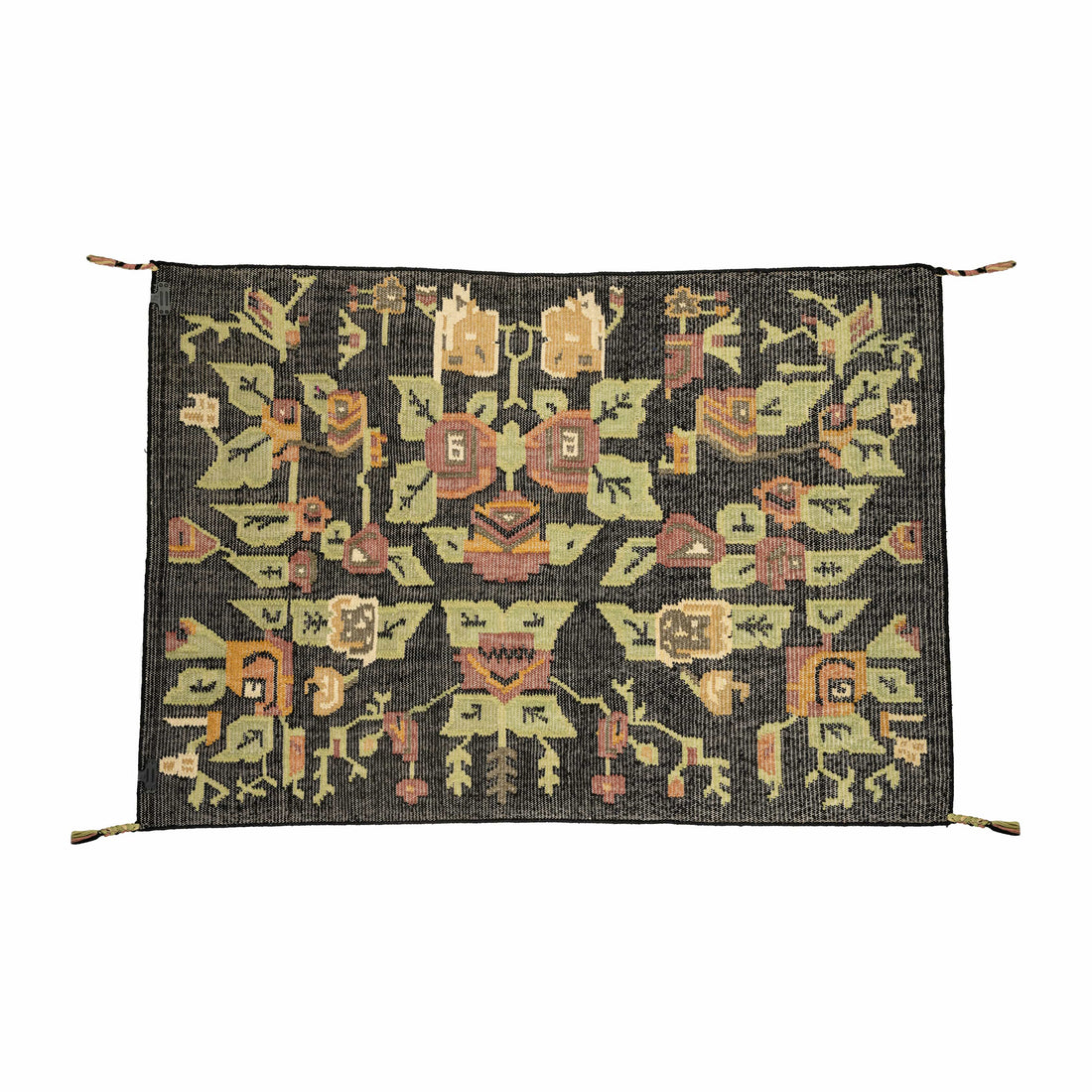 Midnight Folk Floral Dhurrie