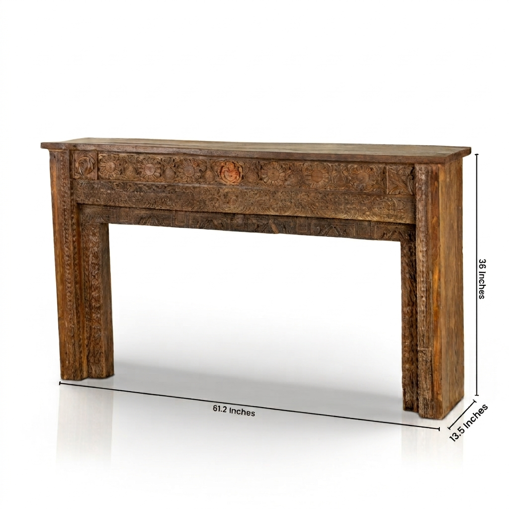 Floral Carved Wooden Console: The Floral Expanse