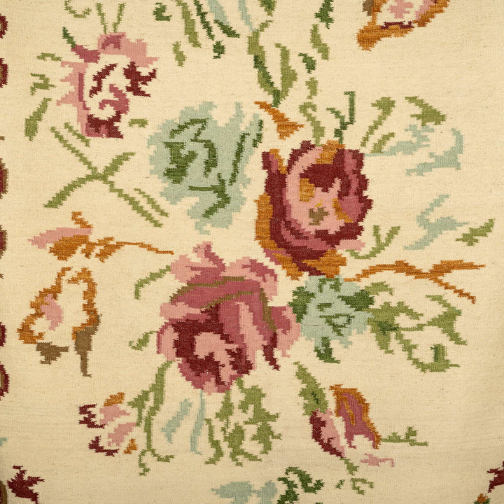 Vintage Floral Cotton Wool Rug – Hand-Tufted Botanical Elegance