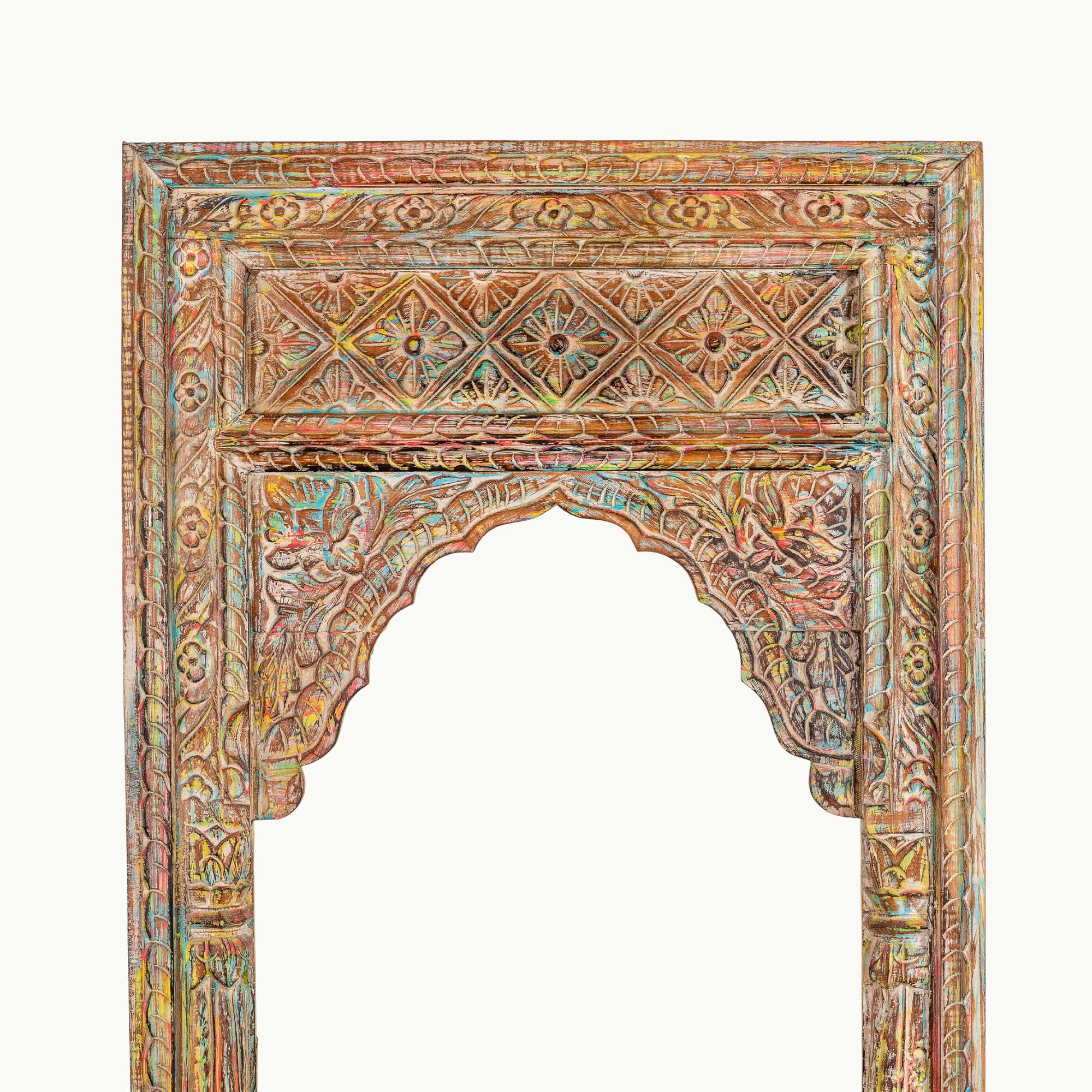 Antique finish with tinge of colours wooden mirror frame