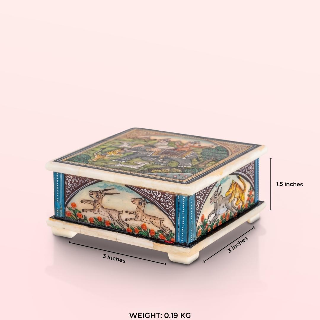 Wood/Resin Miniature Painted Jungle Scene Box