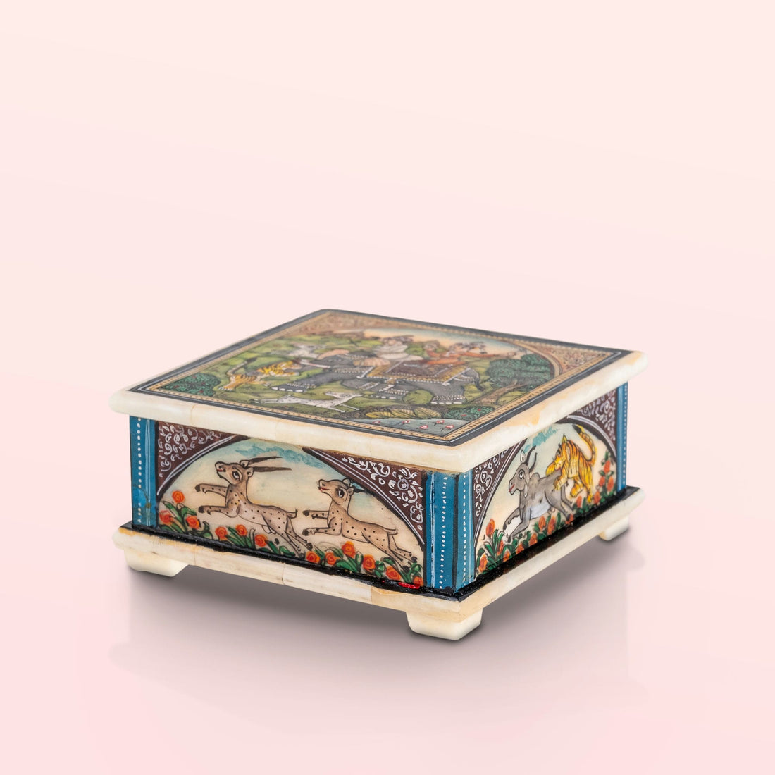 Wood/Resin Miniature Painted Jungle Scene Box