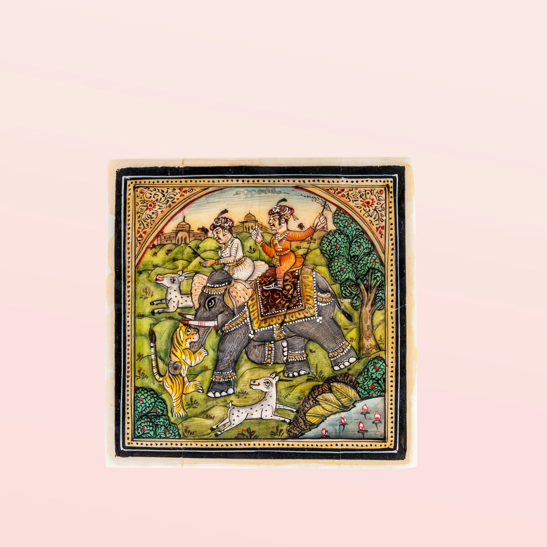 Wood/Resin Miniature Painted Jungle Scene Box