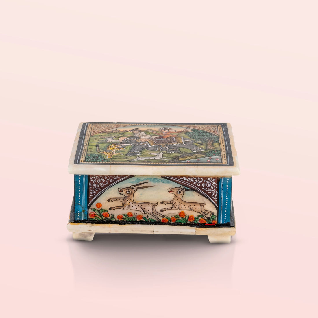 Wood/Resin Miniature Painted Jungle Scene Box