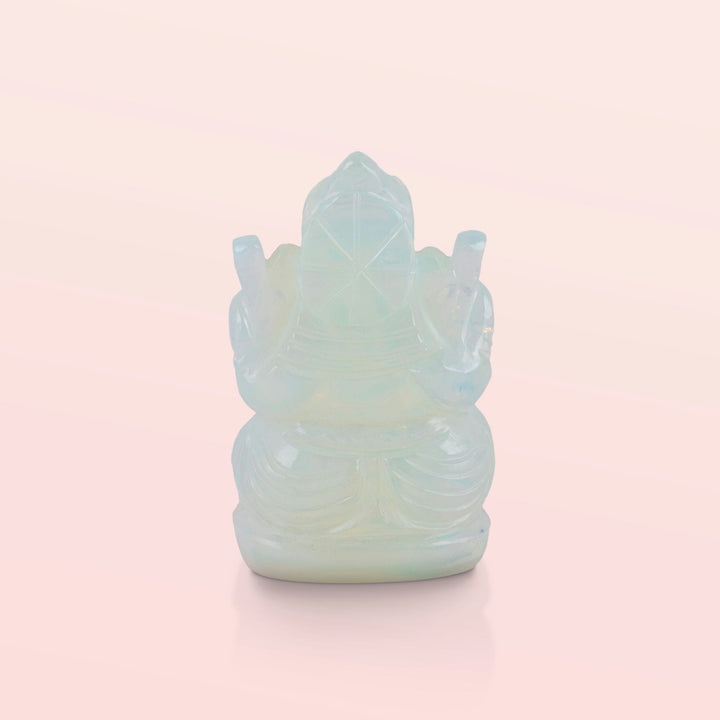 Opalite Seated Ganesha with Conical Crown