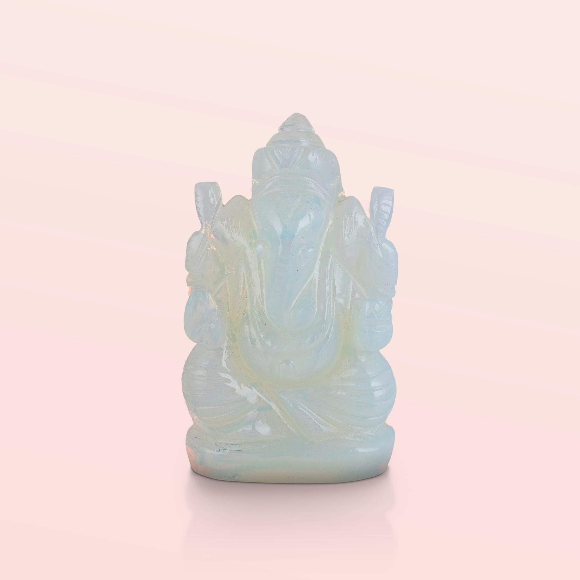 Opalite Seated Ganesha with Conical Crown