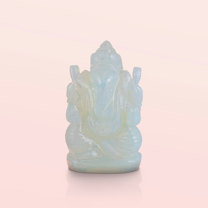 Opalite Seated Ganesha with Conical Crown