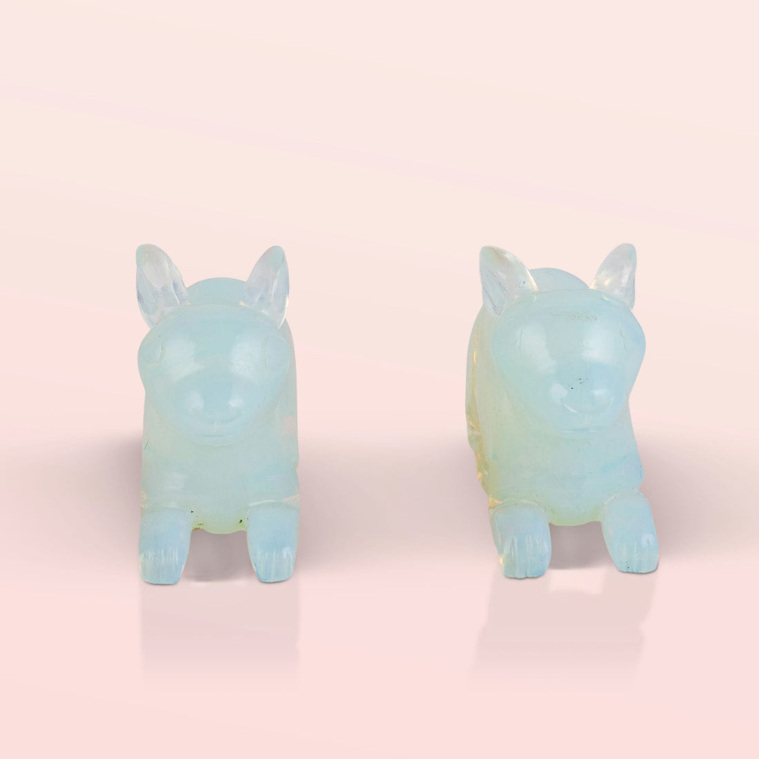 Opalite Pair of Crouching Rabbits