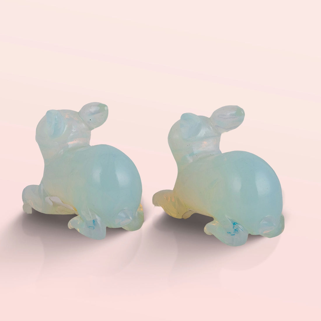 Opalite Pair of Crouching Rabbits
