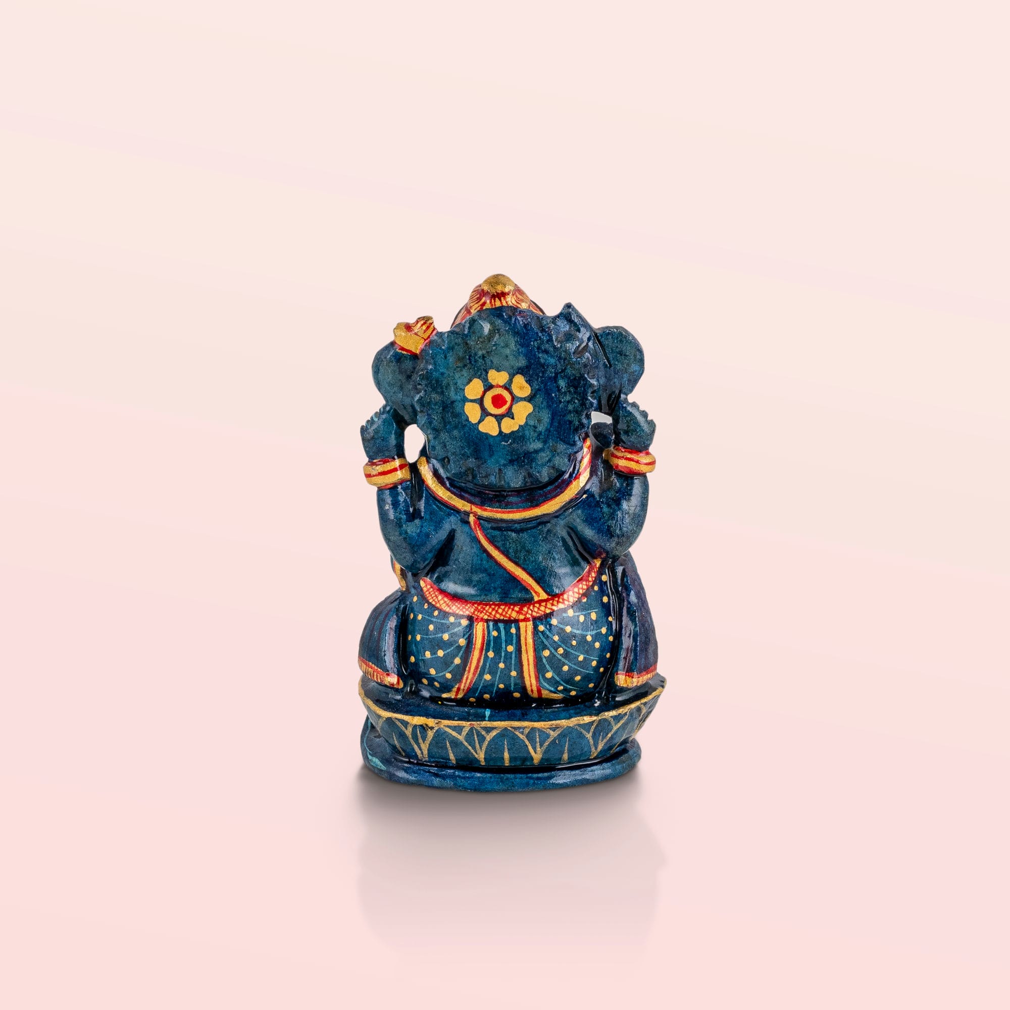 Lacquer Painted Multi-Armed Blue Ganesha with Gold Detailing
