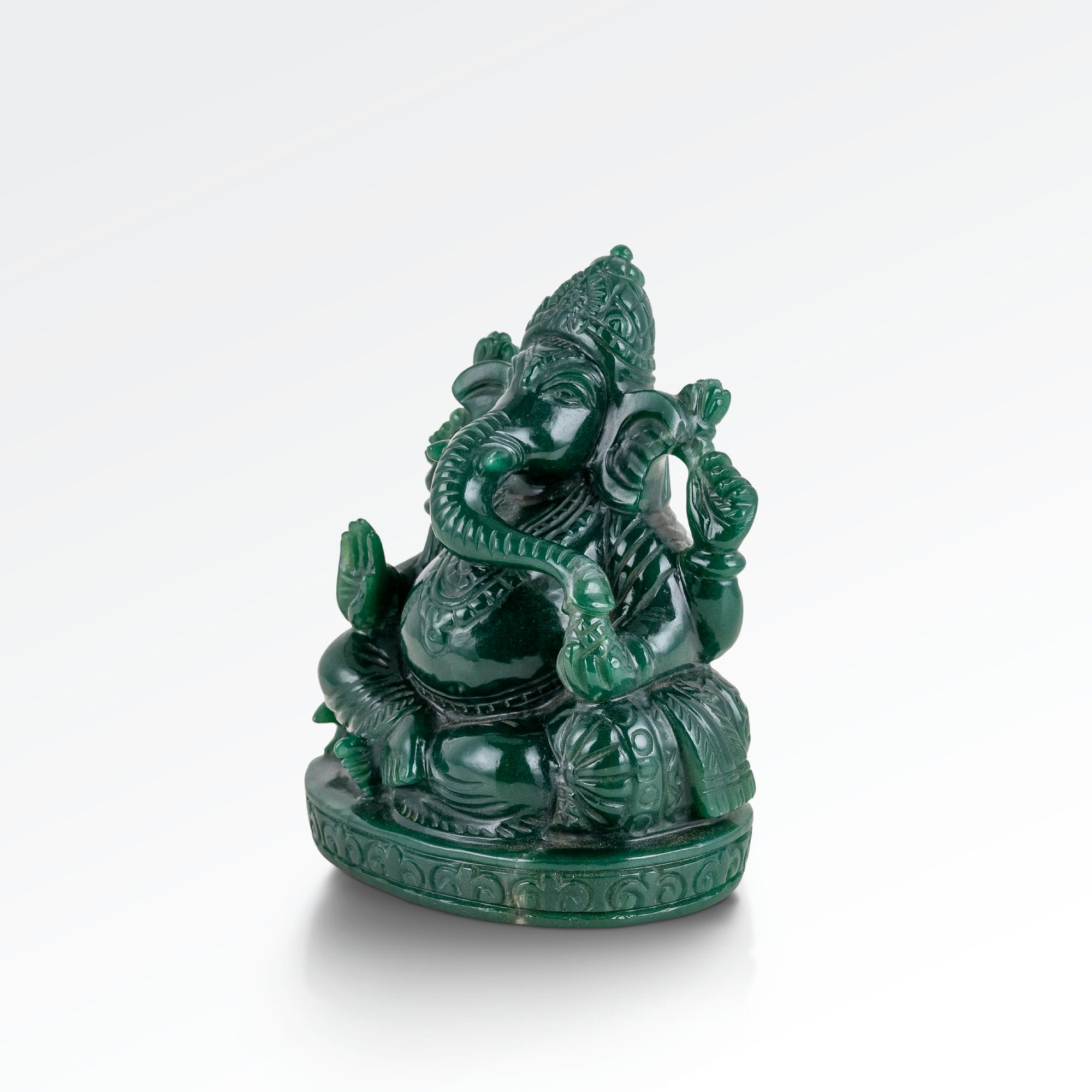Green Aventurine Four-Armed Seated Ganesha