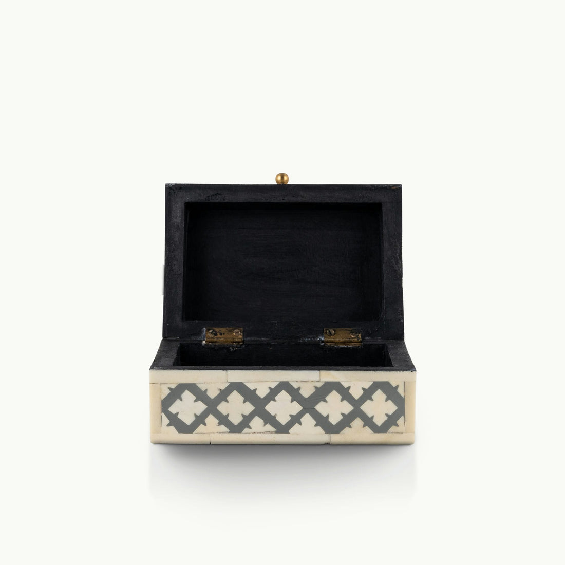 Domed Grey and White Floral Inlay Box
