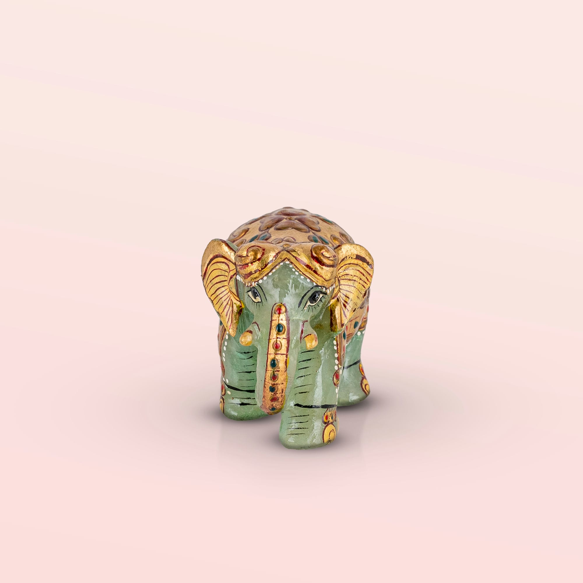 Hand-Painted Green Marble Elephant: The Emerald Procession