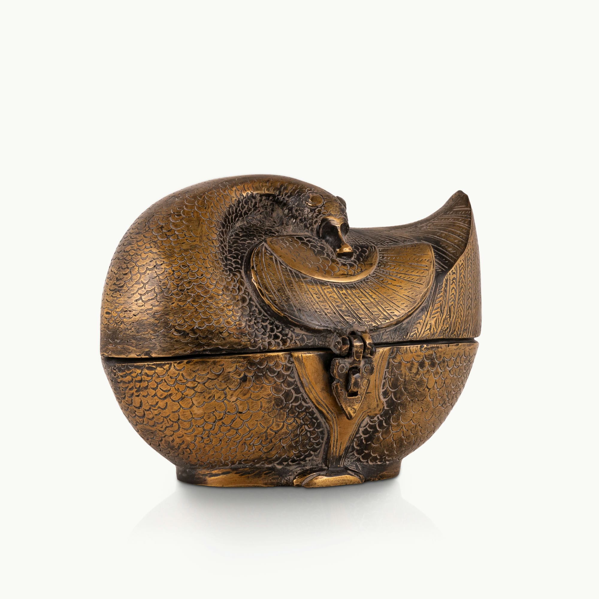 Vintage style avian storage vessel with a sturdy hinged lid for a bedroom vanity or vintage gifting.