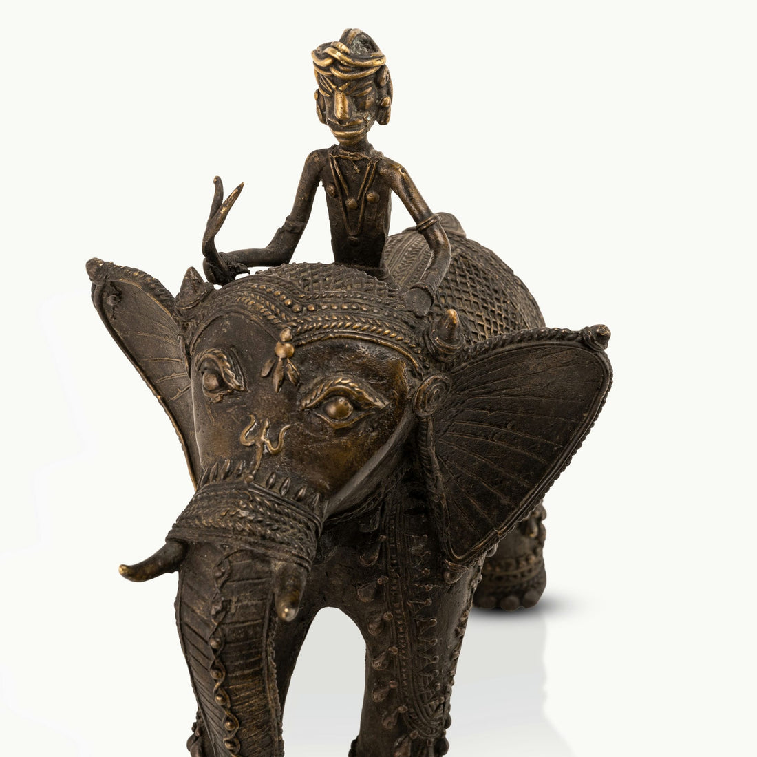Dhokra Brass Elephant Rider Statue: The Ceremonial Progress