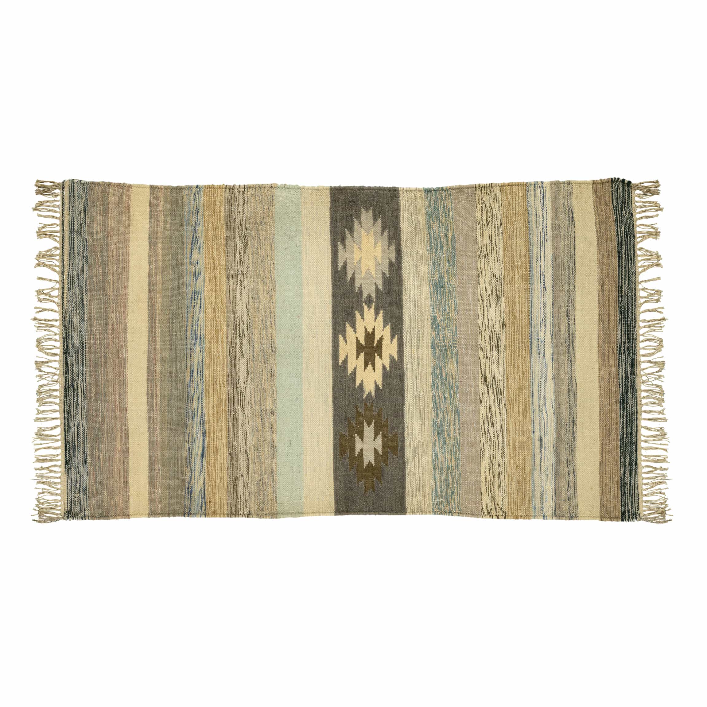 Cotton Wool Rug – Handwoven Striped Design