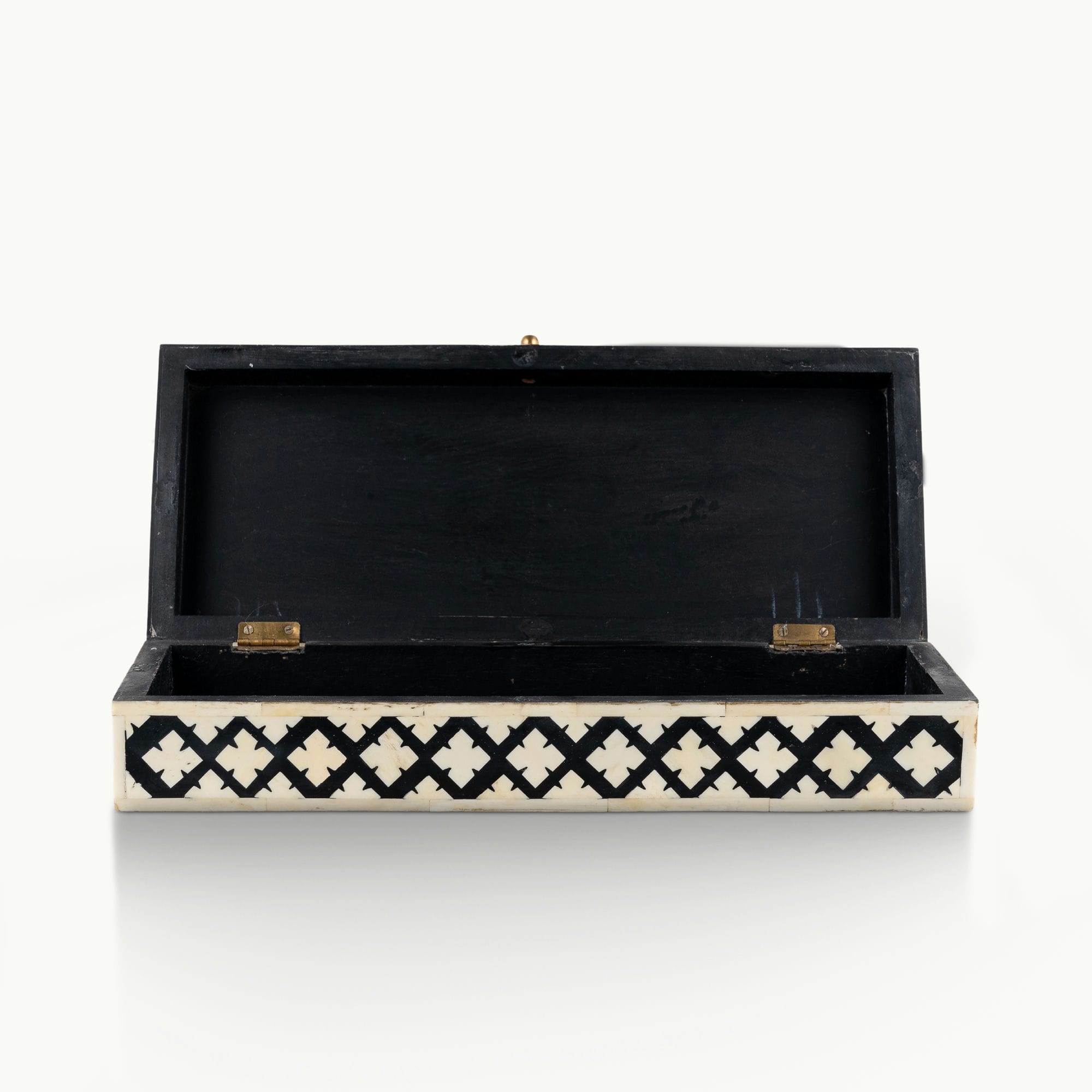 Oblong Black and White Bone Inlay Box