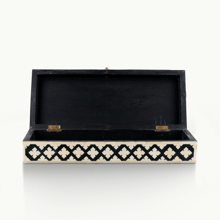 Oblong Black and White Bone Inlay Box