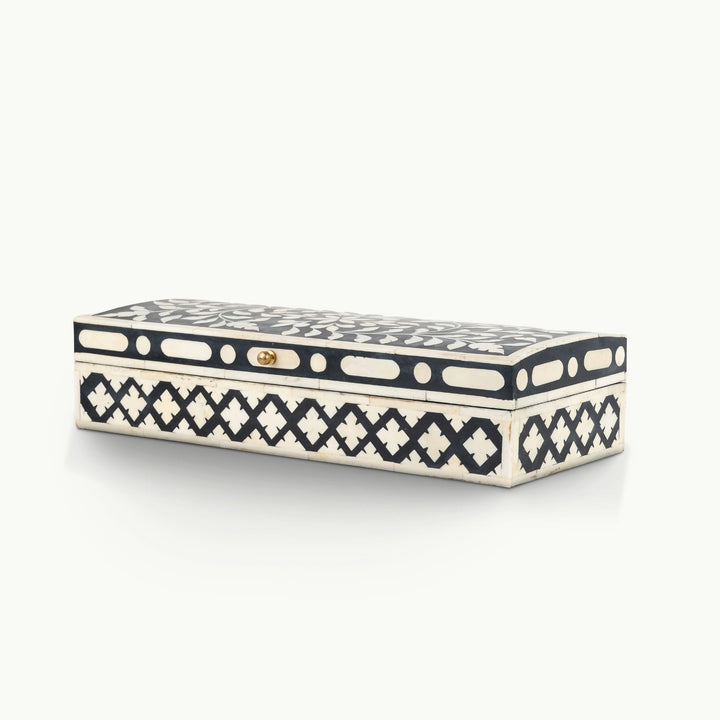 Oblong Black and White Bone Inlay Box