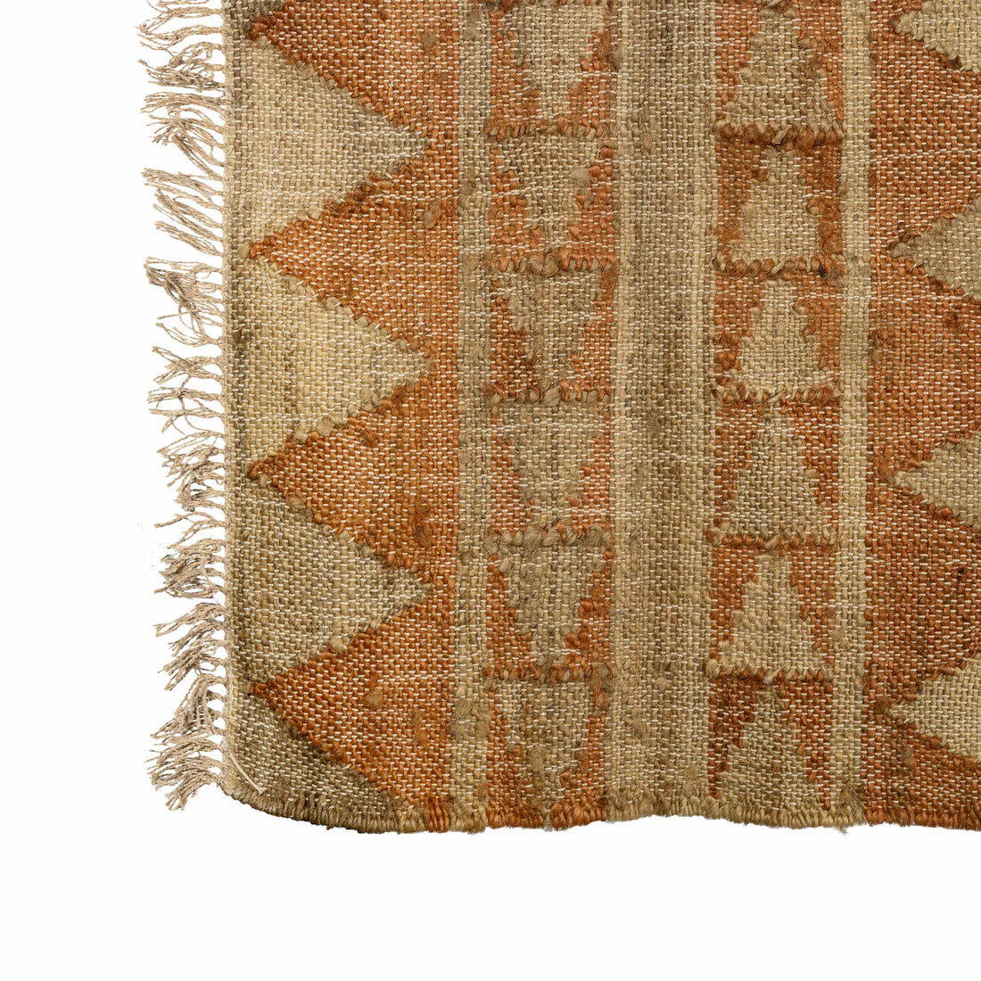 Handwoven Cotton Jute Rug – Earthy Tribal Stripes