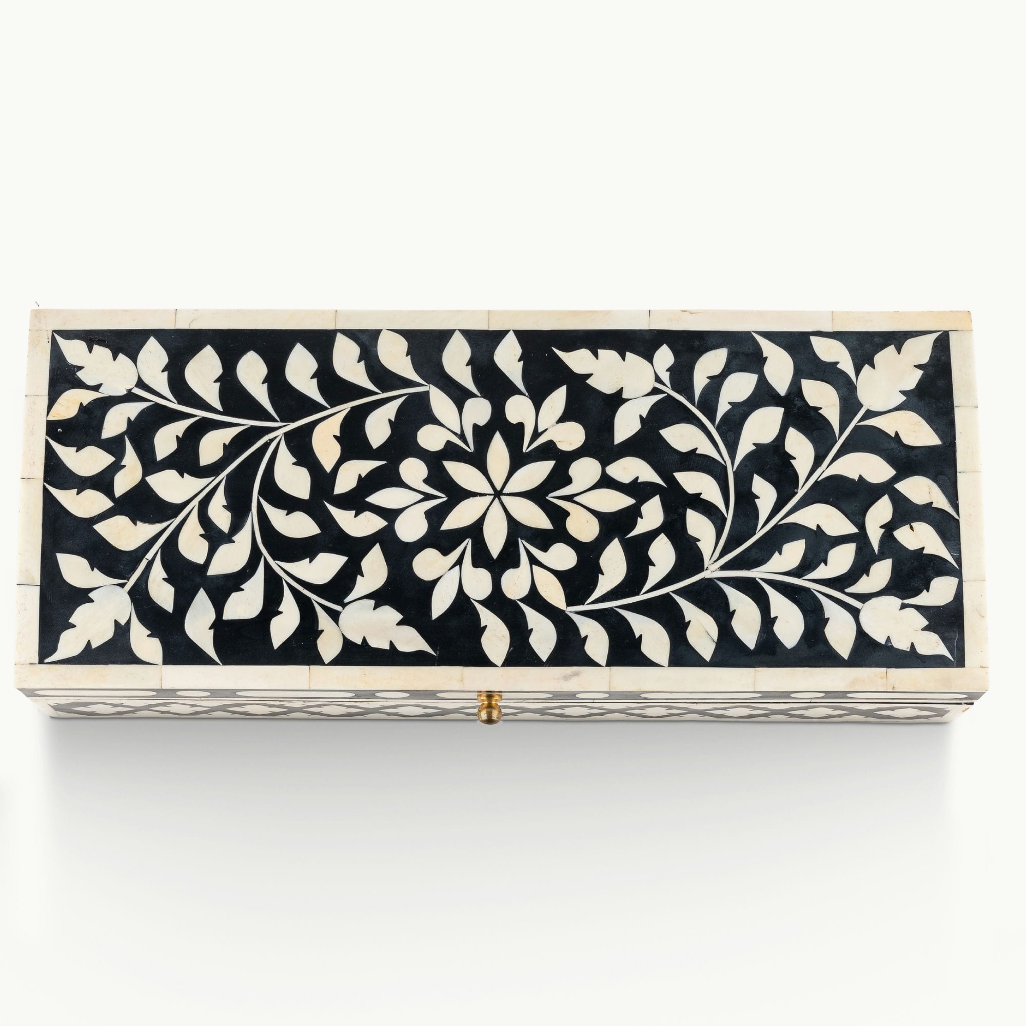 Oblong Black and White Bone Inlay Box