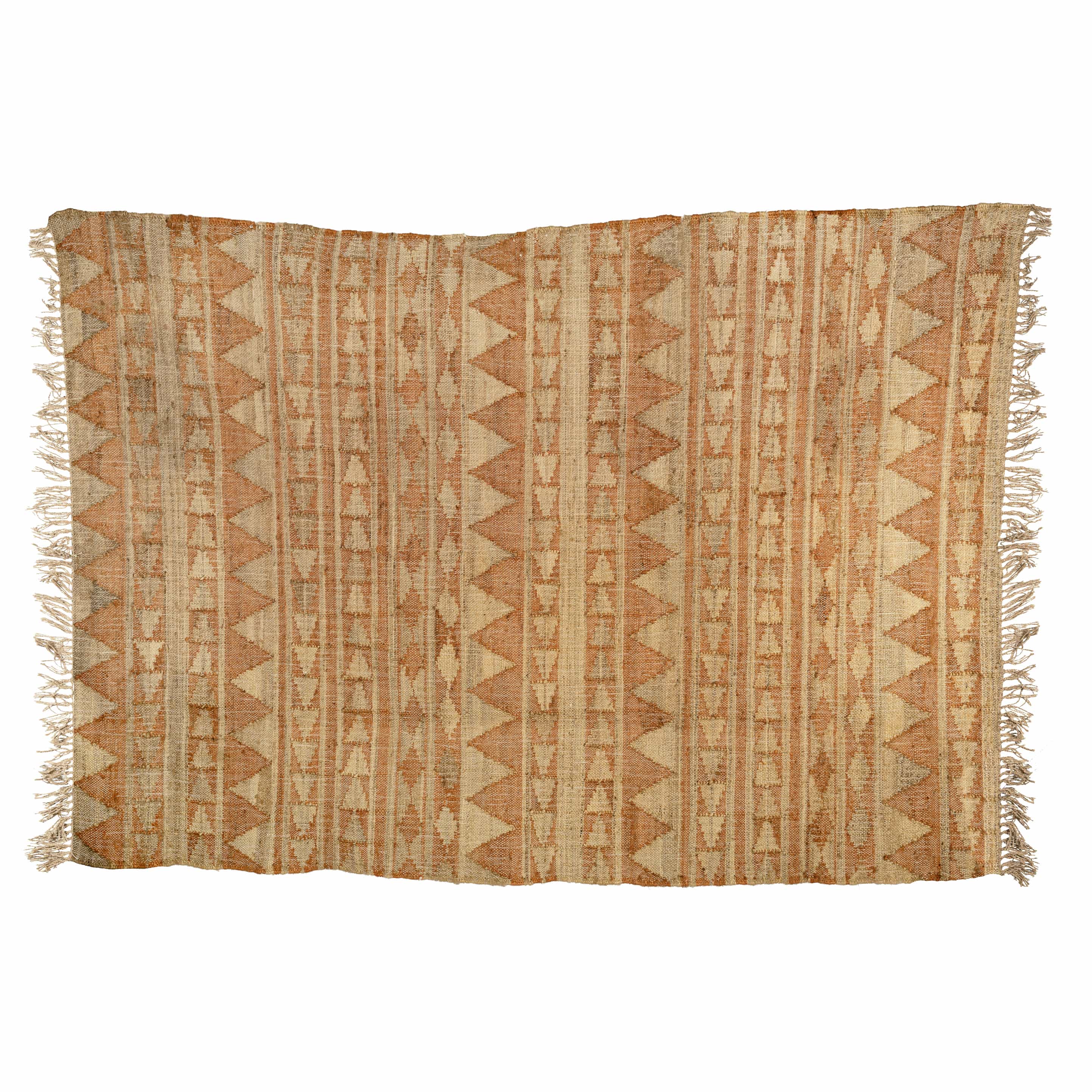 Handwoven Cotton Jute Rug – Earthy Tribal Stripes