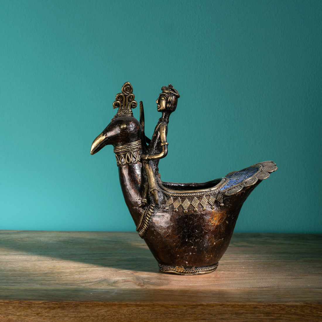 Dhokra Brass Bird Rider Vessel: The Mythic Journey