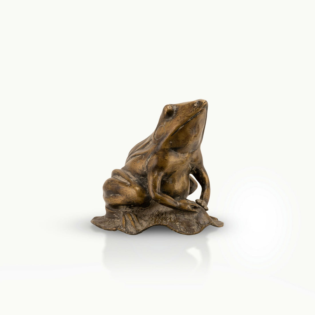 Antiqued Brass Frog Sculpture: The Monsoon Sentinel