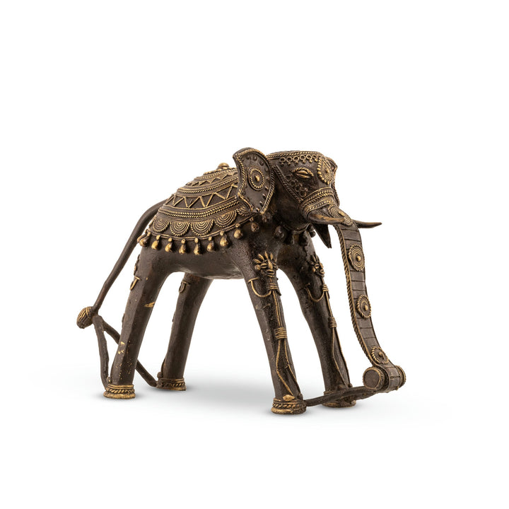 Brass Stylised Elephant Sculpture with elongated 