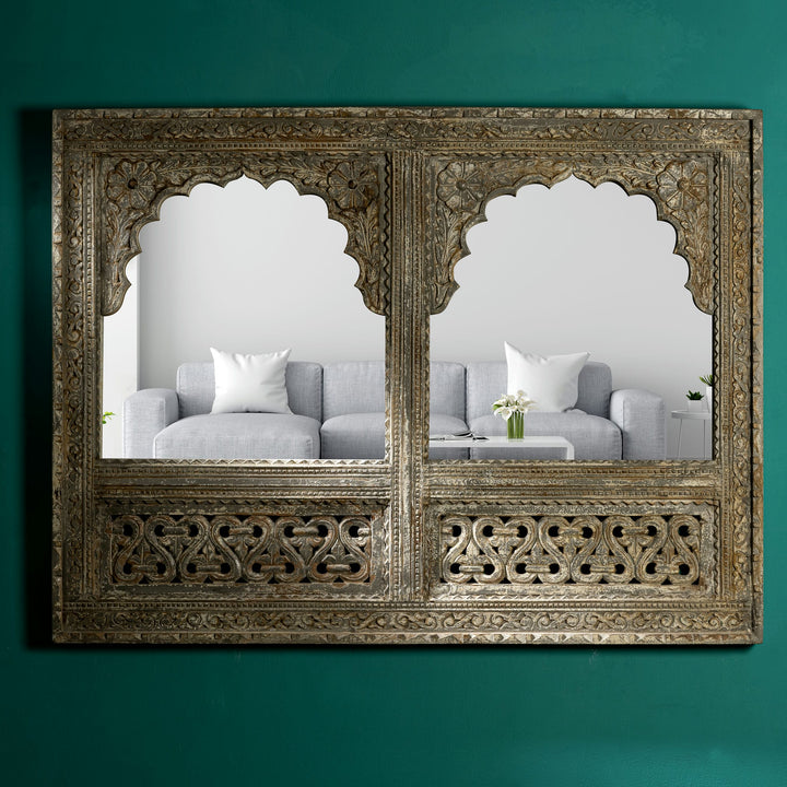 Vintage style intricate detailing mirror frame with 2 mirrors
