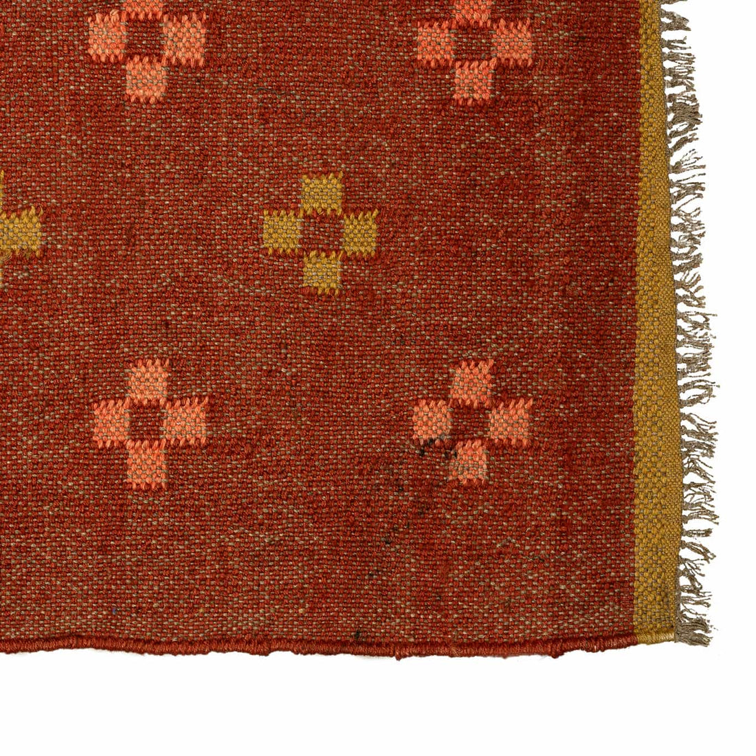 Rust Orange Cotton Wool Rug – Scattered Dot Pattern