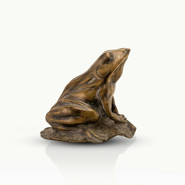 Antiqued Brass Frog Sculpture: The Monsoon Sentinel