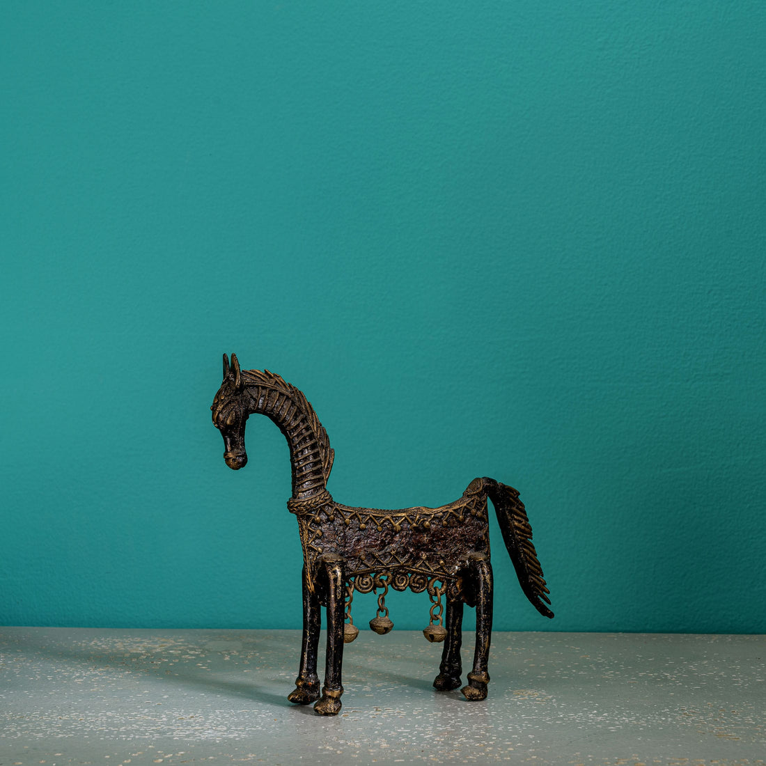 Bronze/Brass Tribal Stylized Horse with Bells