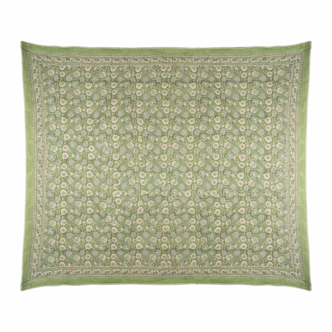 Hand Block Print Quilted Cotton Bedcover Set with Pillow Covers