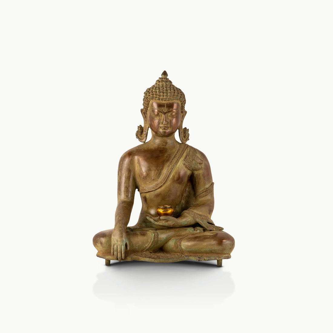 Distressed Meditating Buddha Statue resting in Dhyana Asana for a home altar.