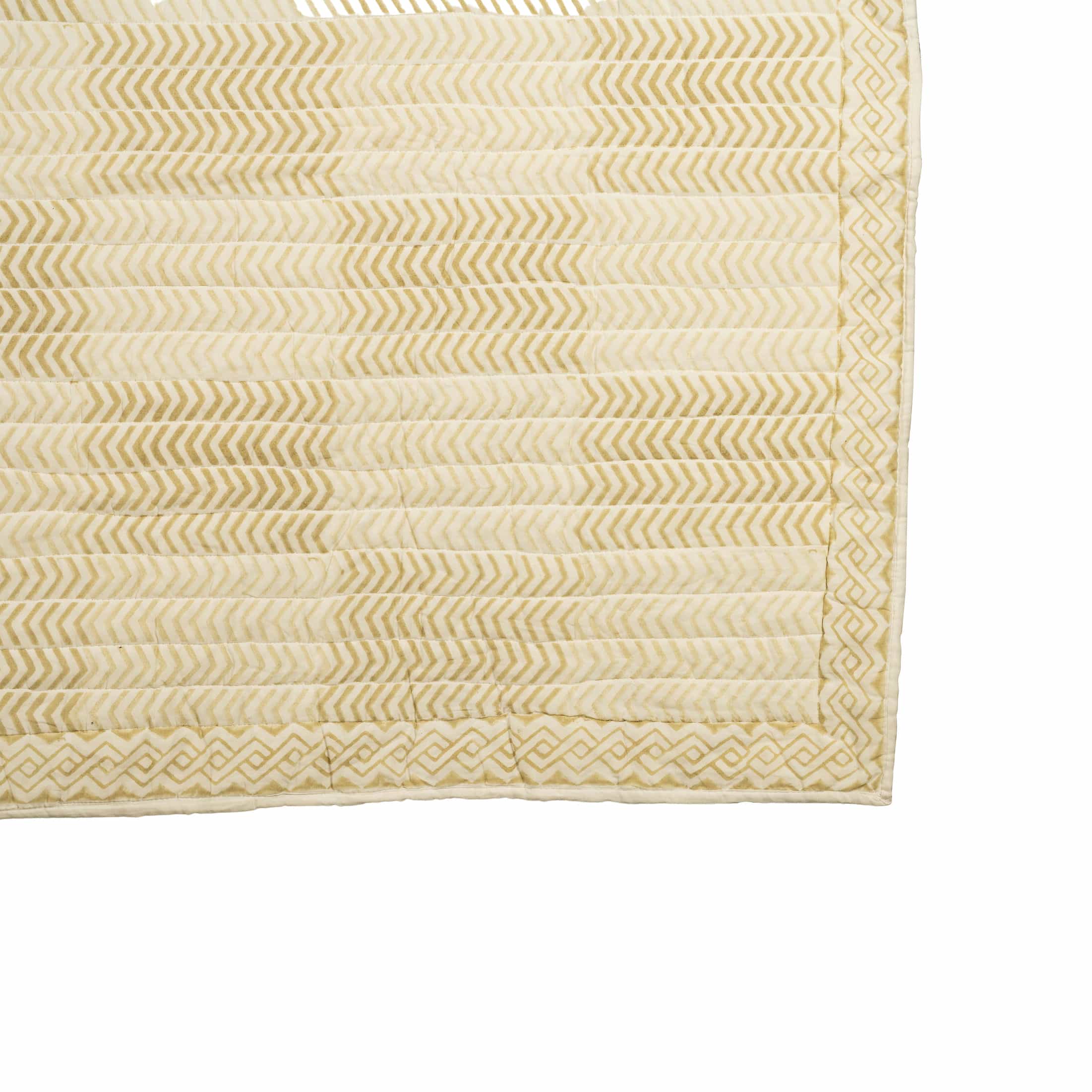 Golden Herringbone Quilted Throw Hand-stitched