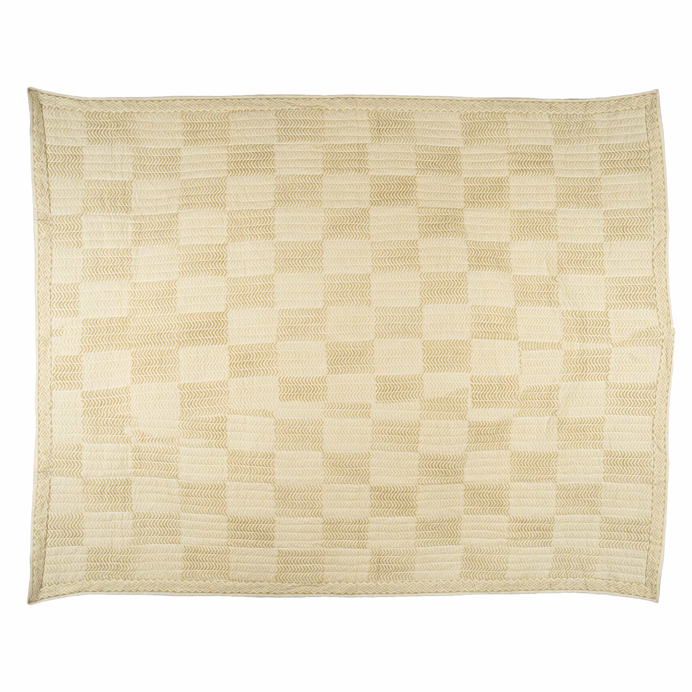 Golden Herringbone Quilted Throw Hand-stitched