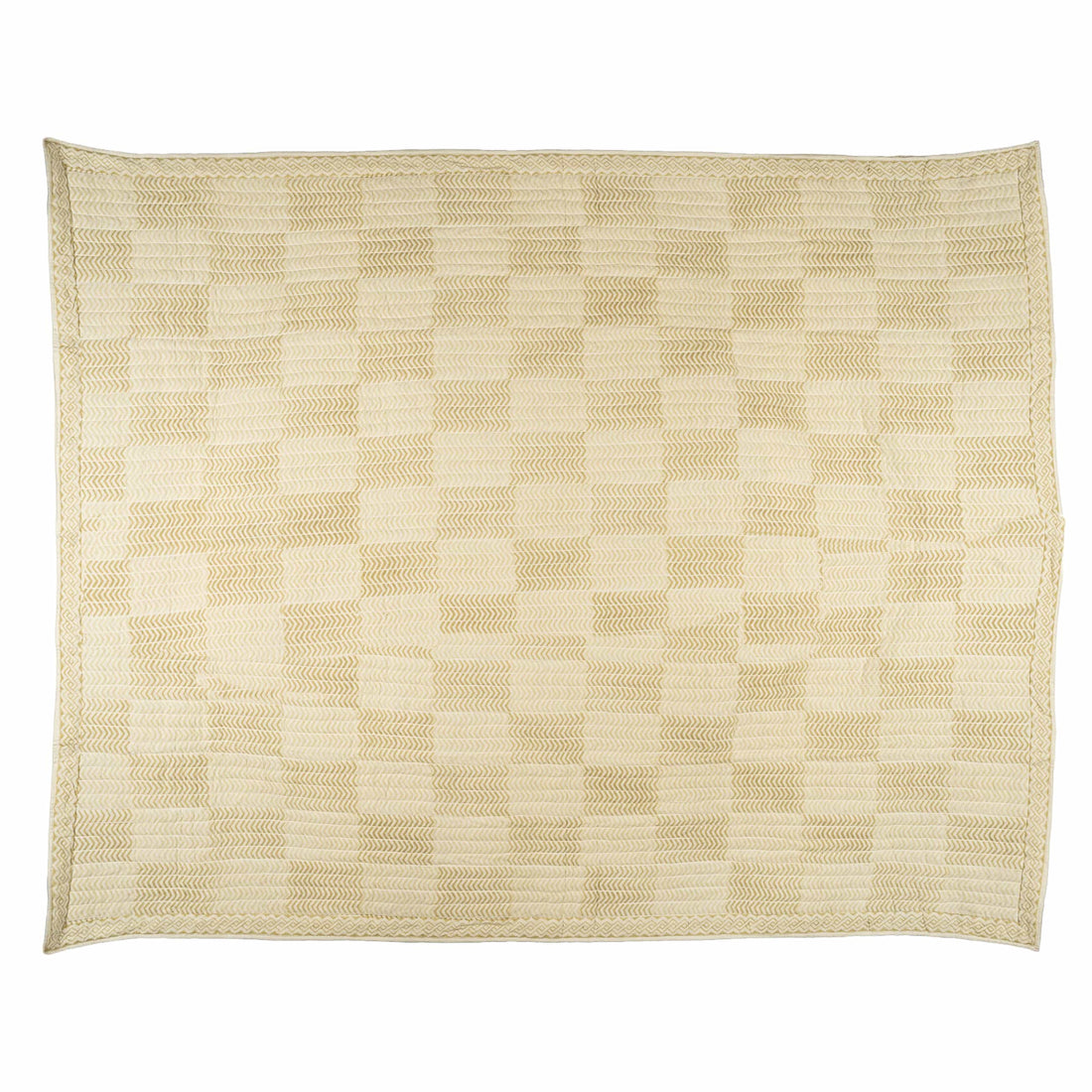 Golden Herringbone Quilted Throw Hand-stitched