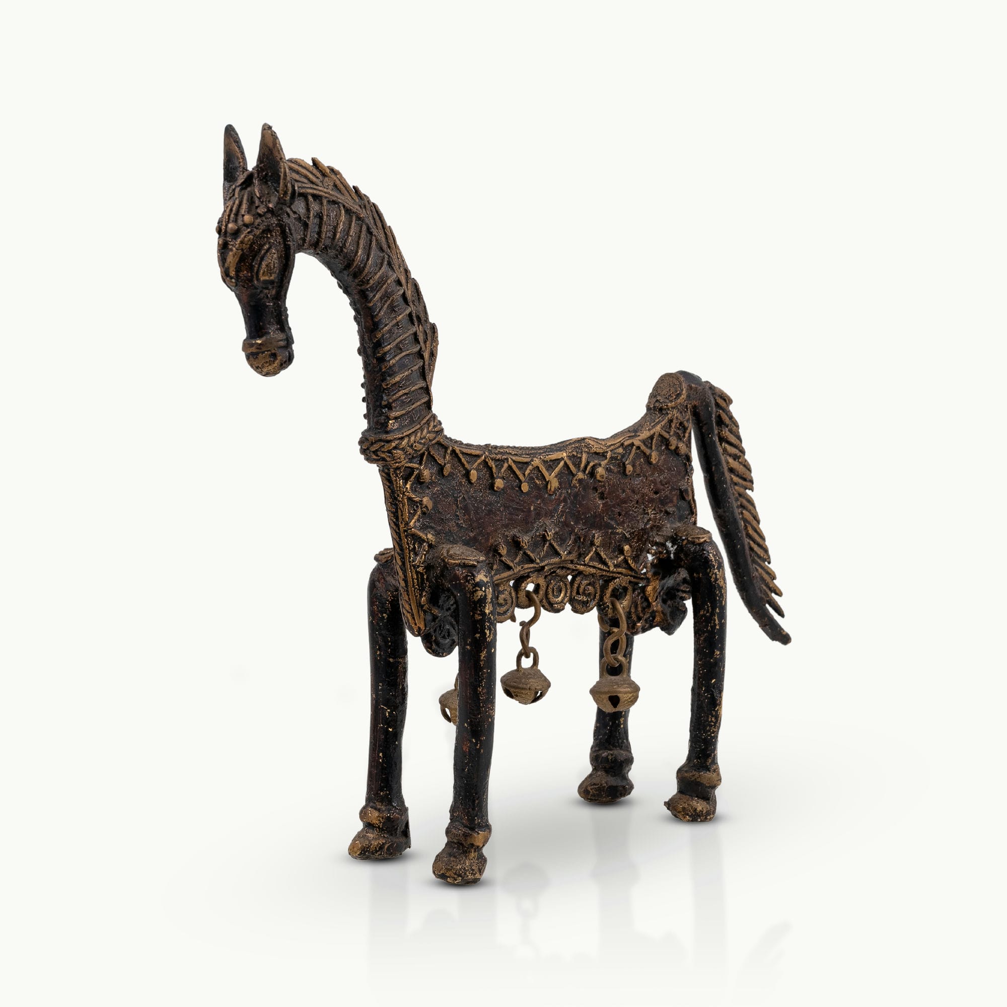 Bronze/Brass Tribal Stylized Horse with Bells
