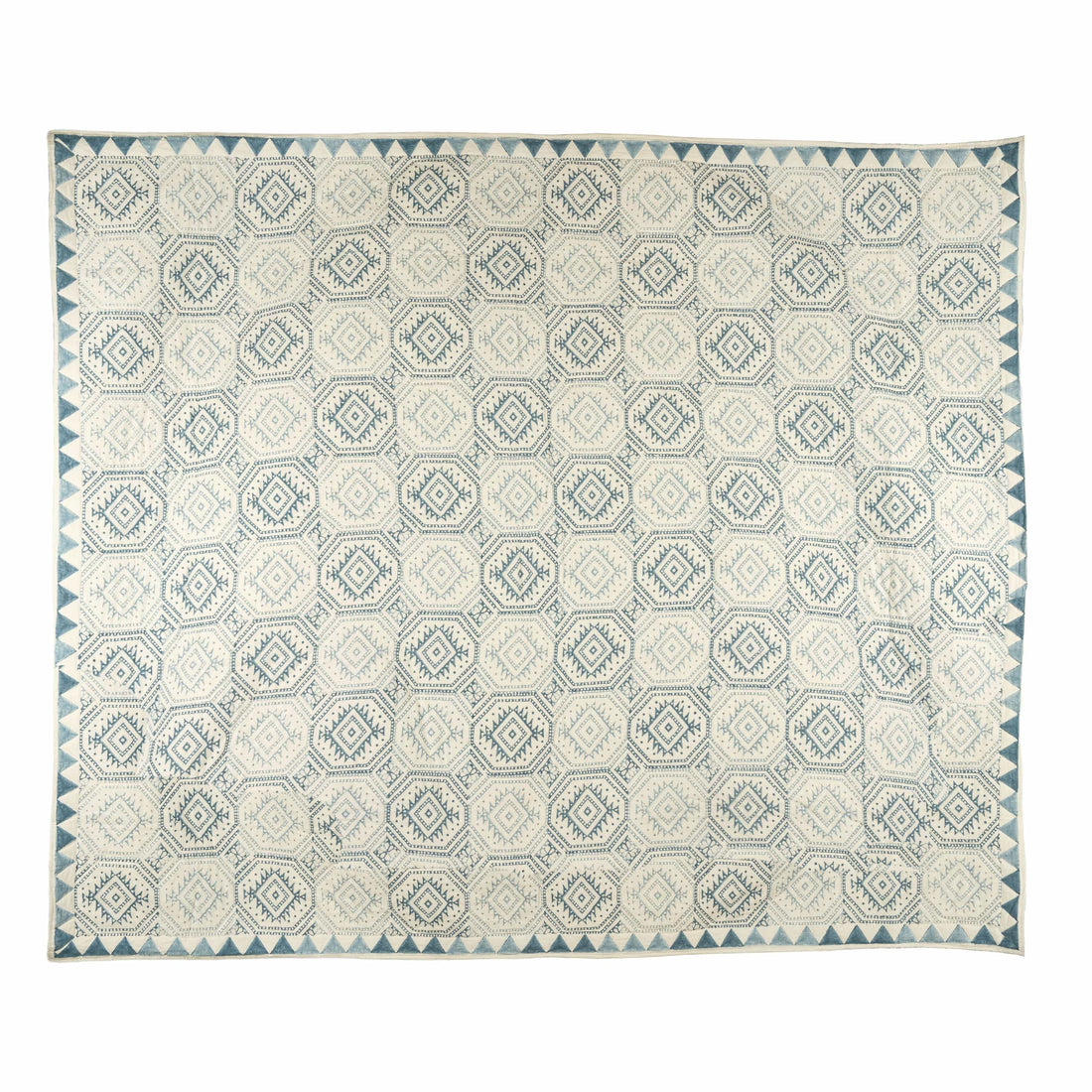 Handcrafted Block Print Quilted Cotton Bedcover Set - Diamond Pattern