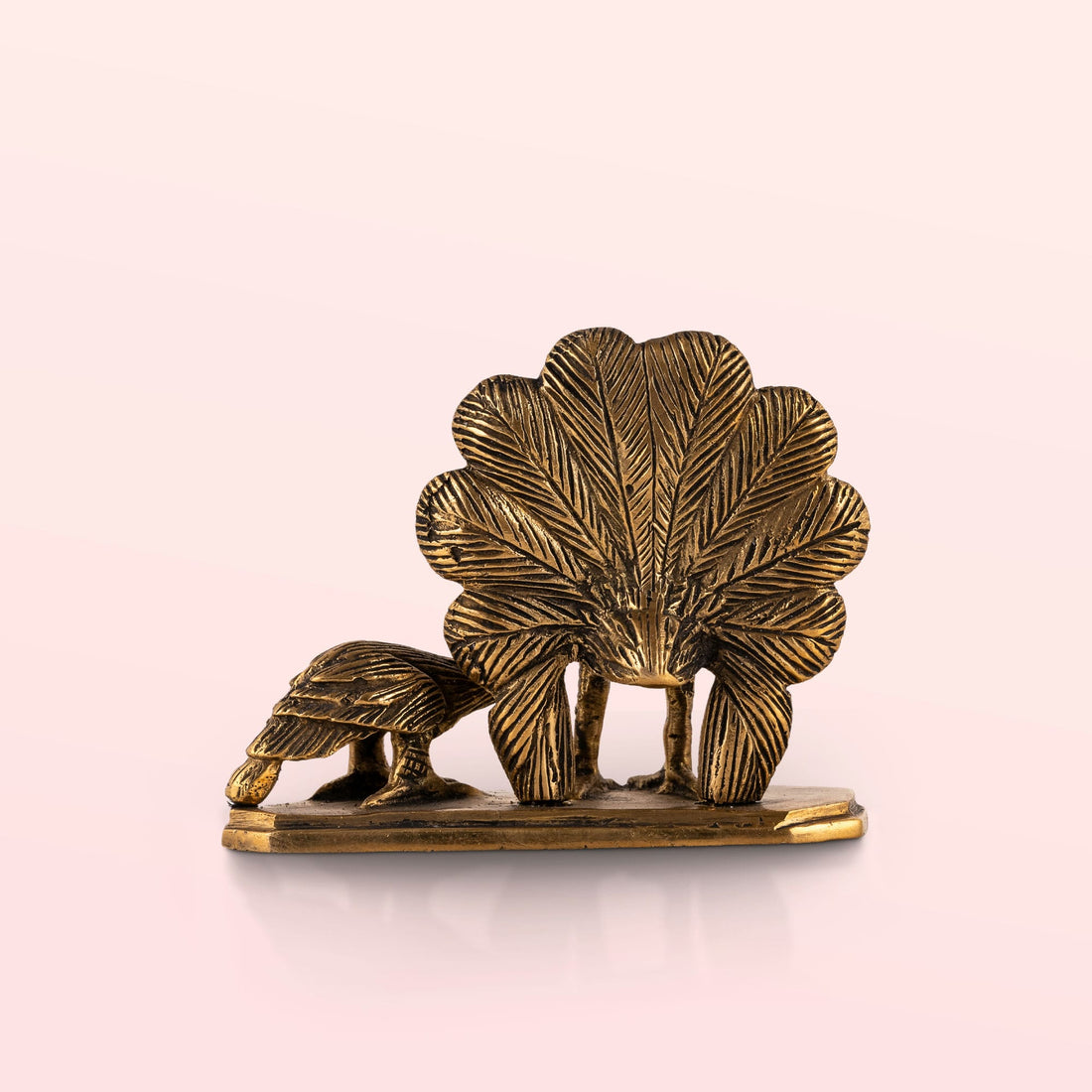 Brass Peacock Pair Sculpture: The Royal Courtship
