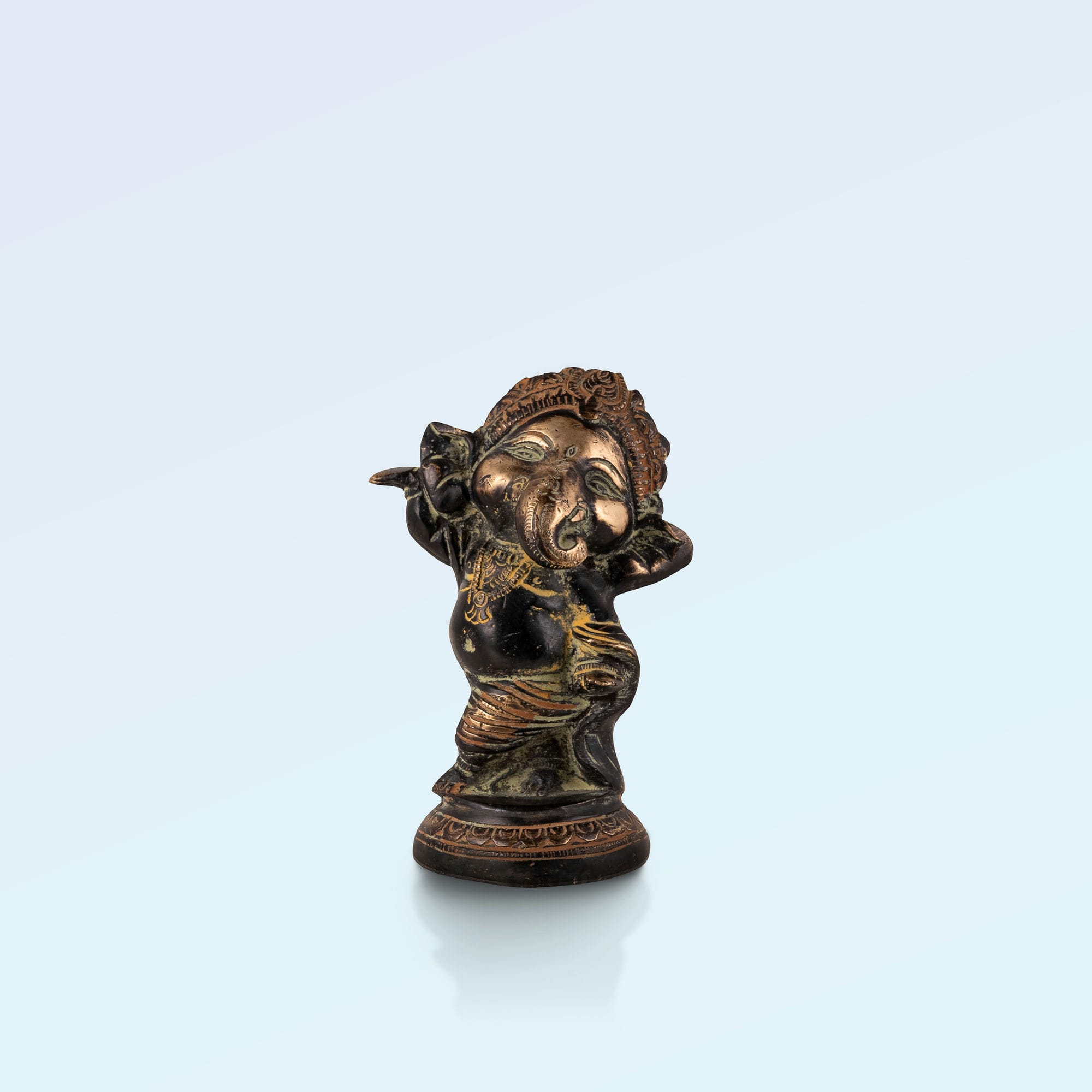 Brass/Bronze Standing Ganesha with Bansuri Flute