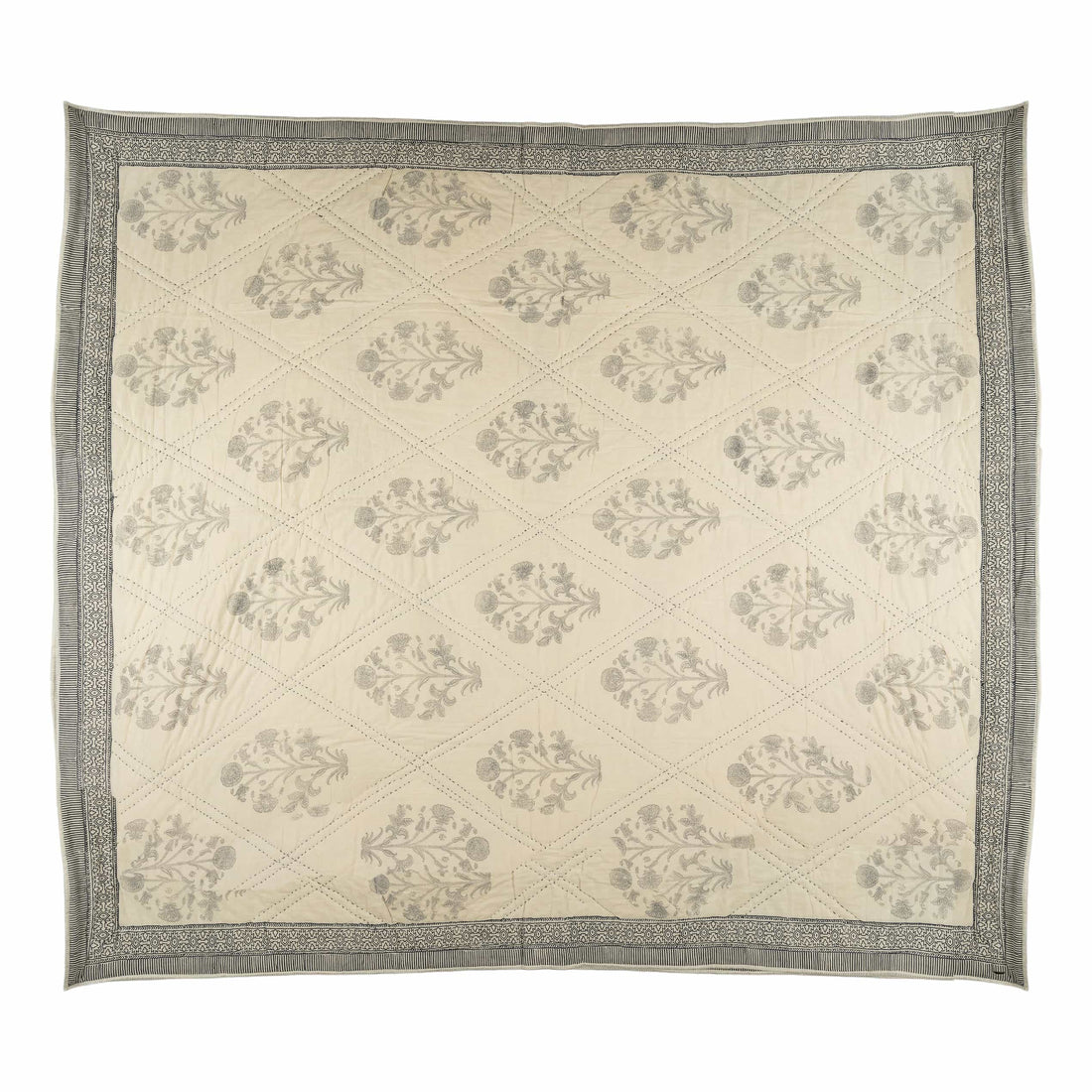 Faded Floral Diamond Coverlet Hand stitched