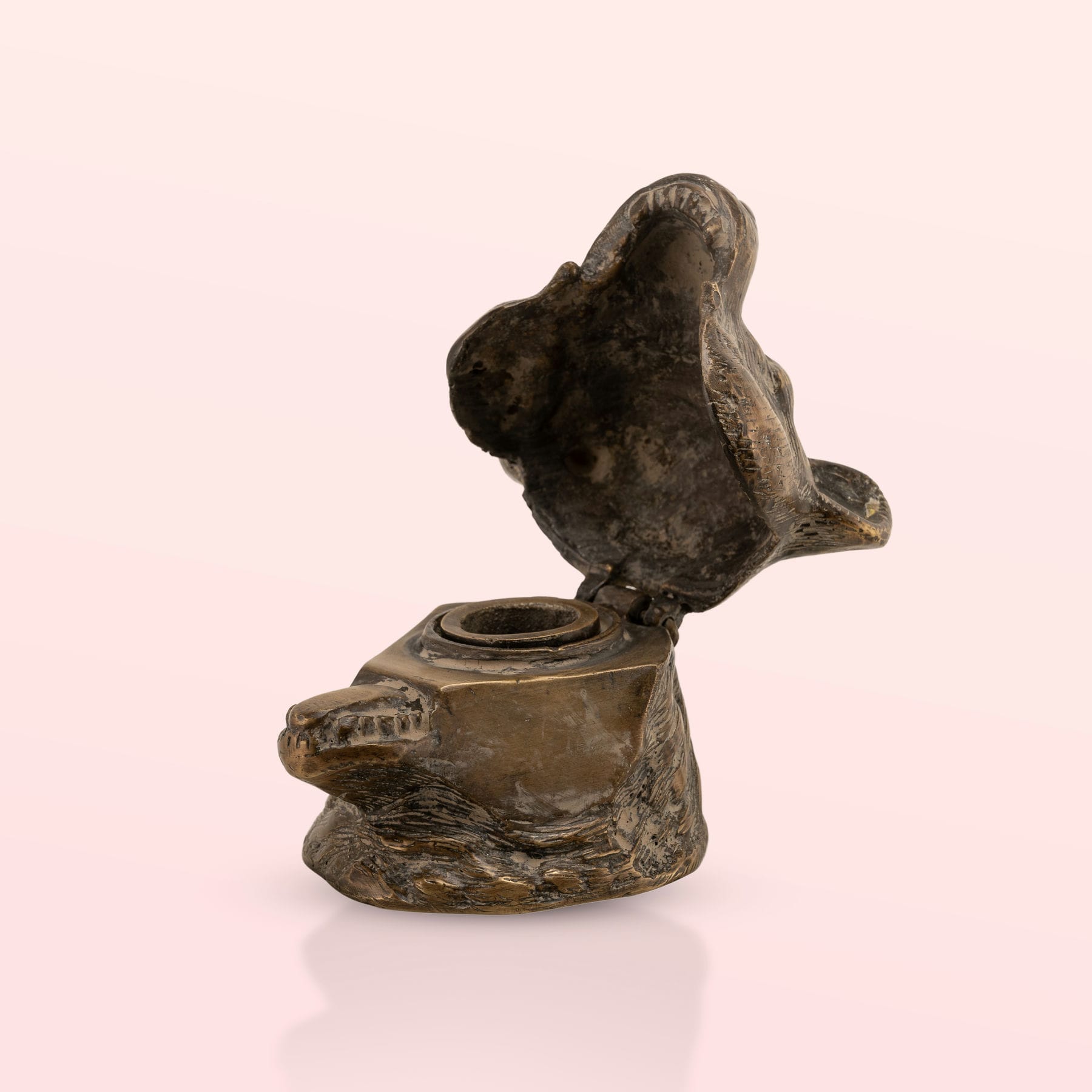 Antiqued Brass Bear Inkwell: The Forest Scribe