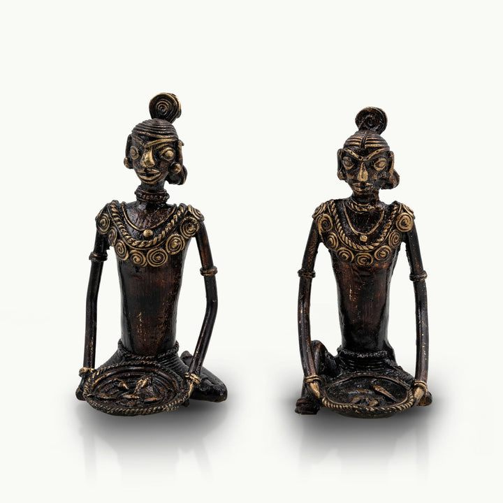 Lost-Wax Brass Tribal Sitting Sculptures