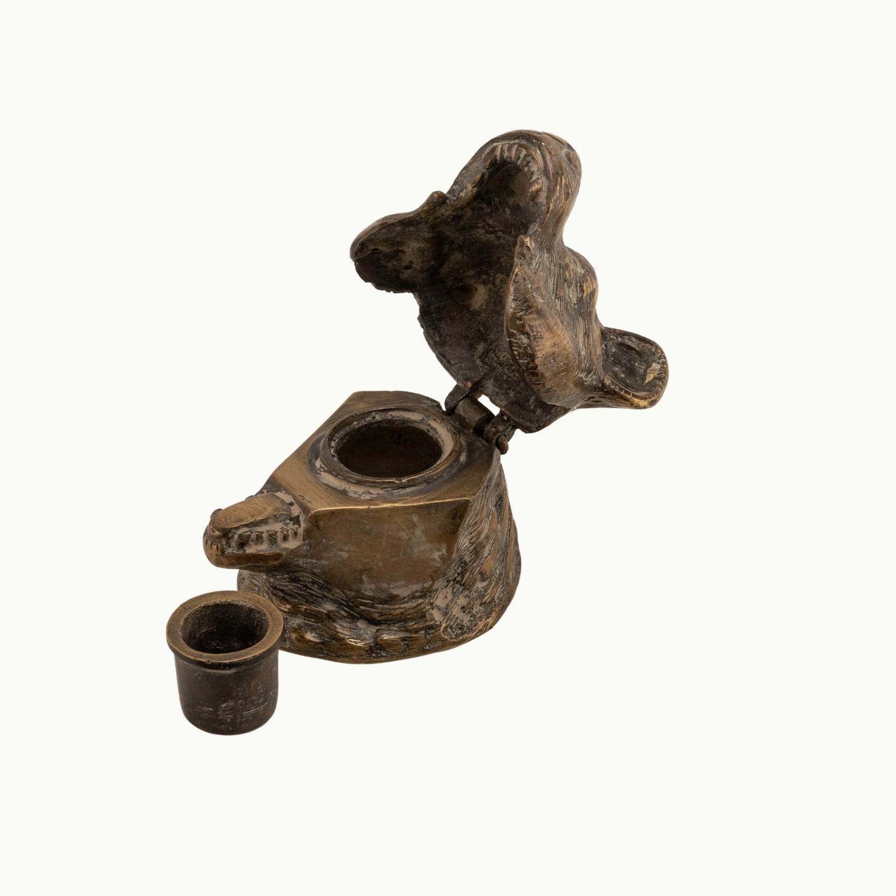 Antiqued Brass Bear Inkwell: The Forest Scribe
